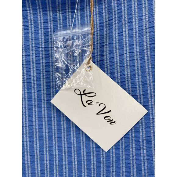 La'Ven Blue Striped Sleeveless Peplum Top - Size L - 80% Cotton 20% Polyester - Picture 3 of 6